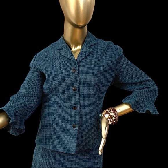 Jacket (Teal & Black hounds tooth)  Size 14P - Picture 2 of 15